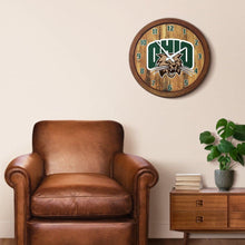 Load image into Gallery viewer, Ohio University Bobcats: &quot;Faux&quot; Barrel Top Wall Clock - The Fan-Brand