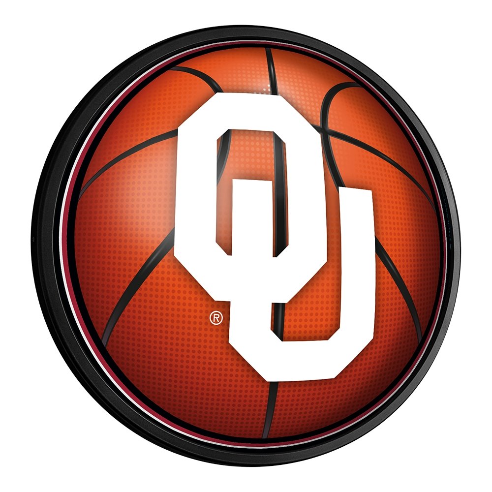 Oklahoma Sooners: Basketball - Round Slimline Lighted Wall Sign - The Fan-Brand