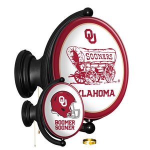 Oklahoma Sooners: Double Sided Original Oval Rotating Lighted Wall Sign - The Fan-Brand