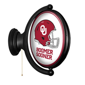 Oklahoma Sooners: Double Sided Original Oval Rotating Lighted Wall Sign - The Fan-Brand