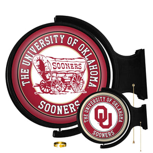 Oklahoma Sooners: Double-Sided Original Round Rotating Lighted Wall Sign - The Fan-Brand