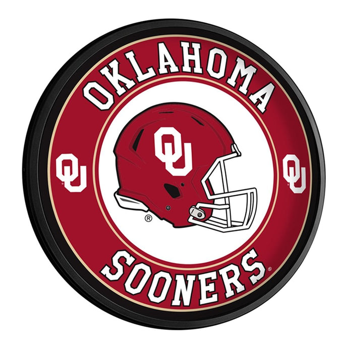 Oklahoma Sooners: Football - Round Slimline Lighted Wall Sign - The Fan-Brand