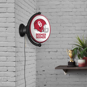 Oklahoma Sooners: Original Oval Rotating Lighted Wall Sign - The Fan-Brand