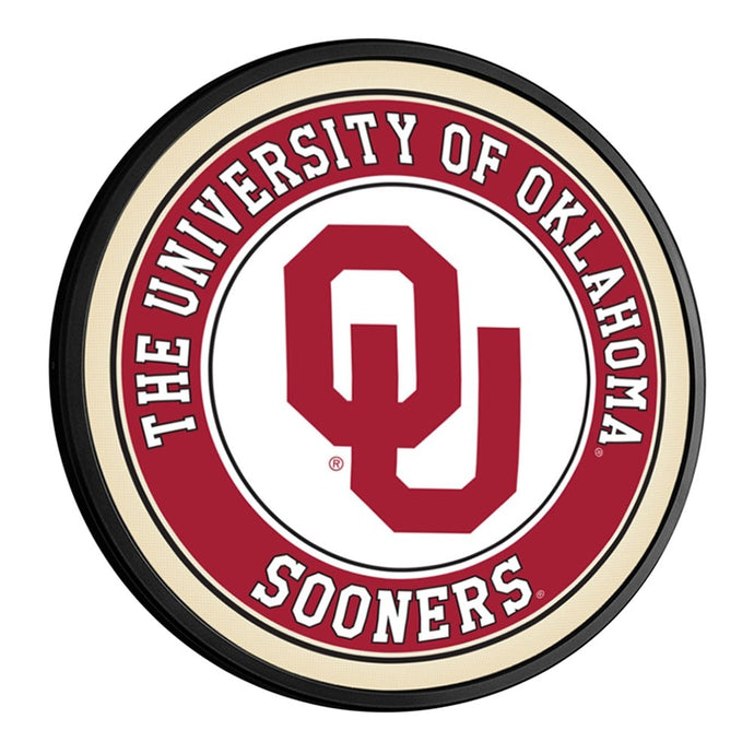 Oklahoma Sooners: Round Slimline Lighted Wall Sign - The Fan-Brand