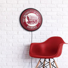 Load image into Gallery viewer, Oklahoma Sooners: Schooner - Round Slimline Lighted Wall Sign - The Fan-Brand