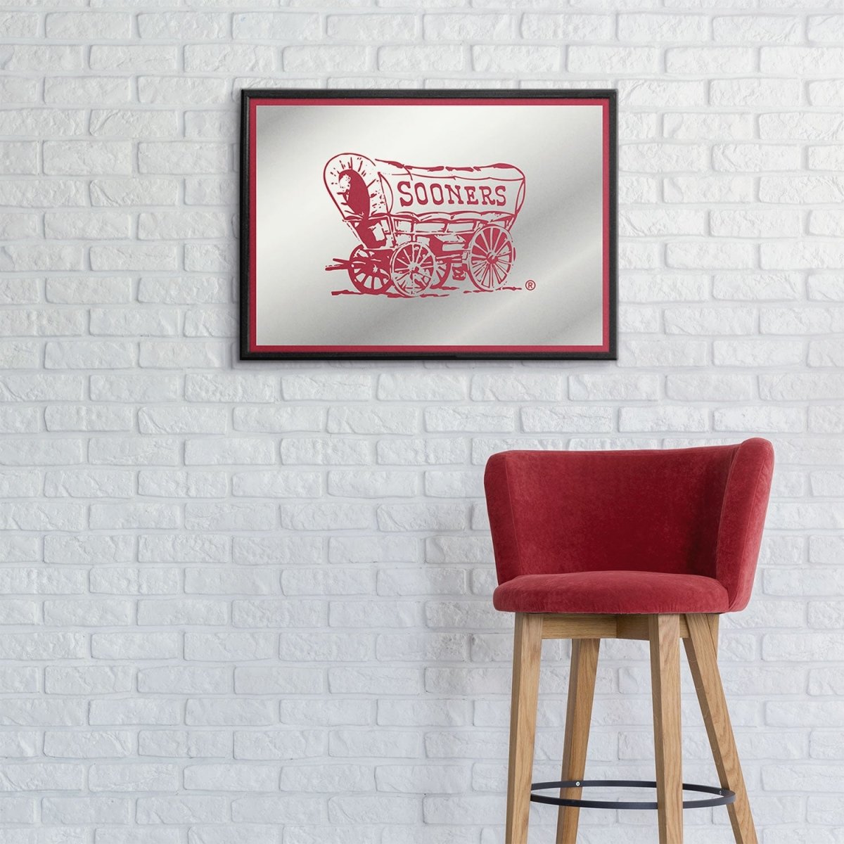 Oklahoma Sooners: Wagon - Framed Mirrored Wall Sign - The Fan-Brand