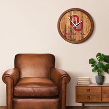Load image into Gallery viewer, Oklahoma Sooners: Weathered &quot;Faux&quot; Barrel Top Wall Clock - The Fan-Brand