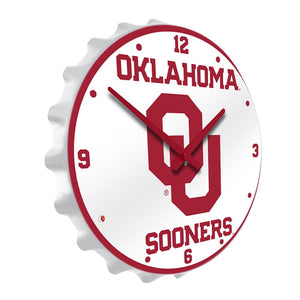 Oklahoma Sooners: White - Bottle Cap Wall Clock - The Fan-Brand