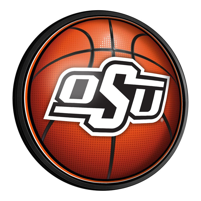 Oklahoma State Cowboys: Basketball - Round Slimline Lighted Wall Sign - The Fan-Brand