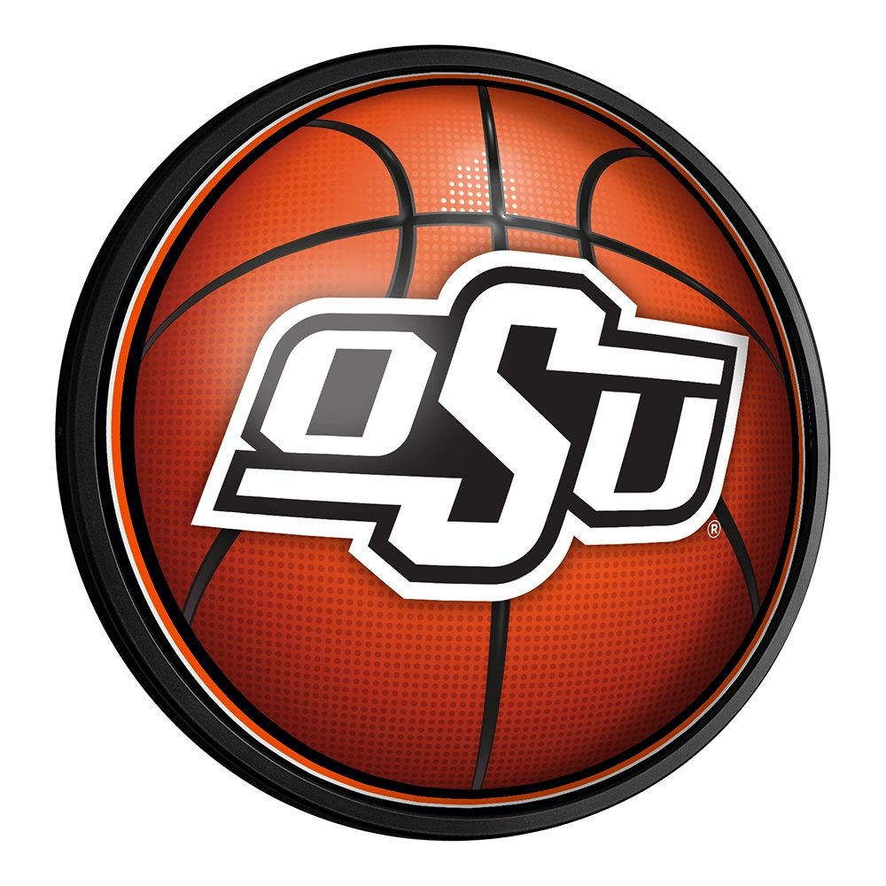 Oklahoma State Cowboys: Basketball - Round Slimline Lighted Wall Sign - The Fan-Brand