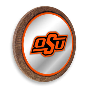 Oklahoma State Cowboys: "Faux" Barrel Top Mirrored Wall Sign - The Fan-Brand