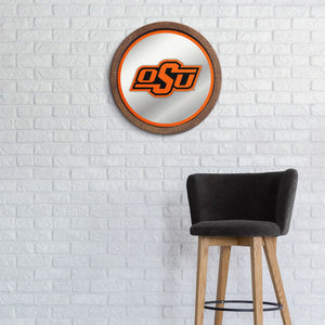 Oklahoma State Cowboys: "Faux" Barrel Top Mirrored Wall Sign - The Fan-Brand