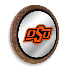 Oklahoma State Cowboys: "Faux" Barrel Top Mirrored Wall Sign - The Fan-Brand