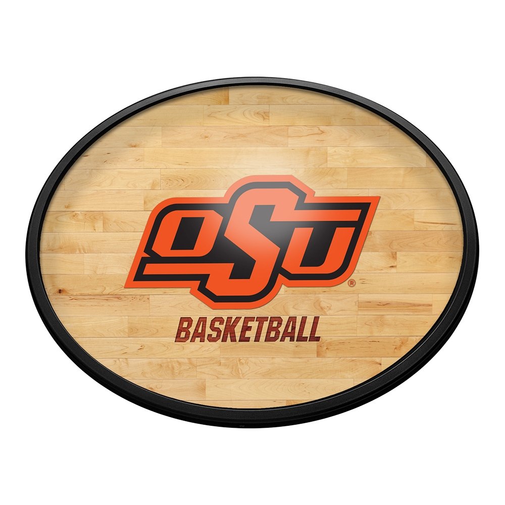 Oklahoma State Cowboys: Hardwood - Oval Slimline Lighted Wall Sign - The Fan-Brand