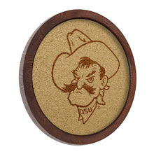 Load image into Gallery viewer, Oklahoma State Cowboys: Mascot - &quot;Faux&quot; Barrel Framed Cork Board - The Fan-Brand