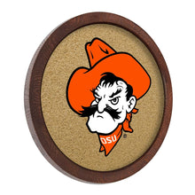 Load image into Gallery viewer, Oklahoma State Cowboys: Mascot - &quot;Faux&quot; Barrel Framed Cork Board - The Fan-Brand