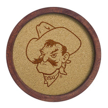 Load image into Gallery viewer, Oklahoma State Cowboys: Mascot - &quot;Faux&quot; Barrel Framed Cork Board - The Fan-Brand