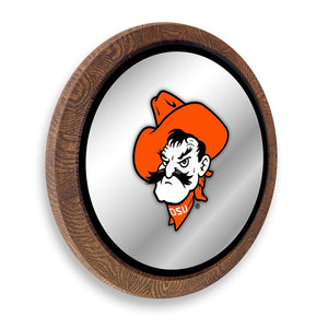 Oklahoma State Cowboys: Mascot - "Faux" Barrel Top Mirrored Wall Sign - The Fan-Brand