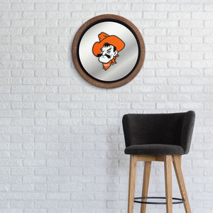 Oklahoma State Cowboys: Mascot - "Faux" Barrel Top Mirrored Wall Sign - The Fan-Brand