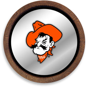 Oklahoma State Cowboys: Mascot - "Faux" Barrel Top Mirrored Wall Sign - The Fan-Brand