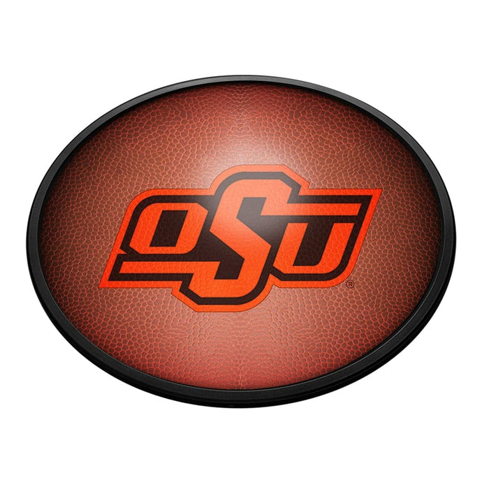 Oklahoma State Cowboys: Pigskin - Oval Slimline Lighted Wall Sign - The Fan-Brand