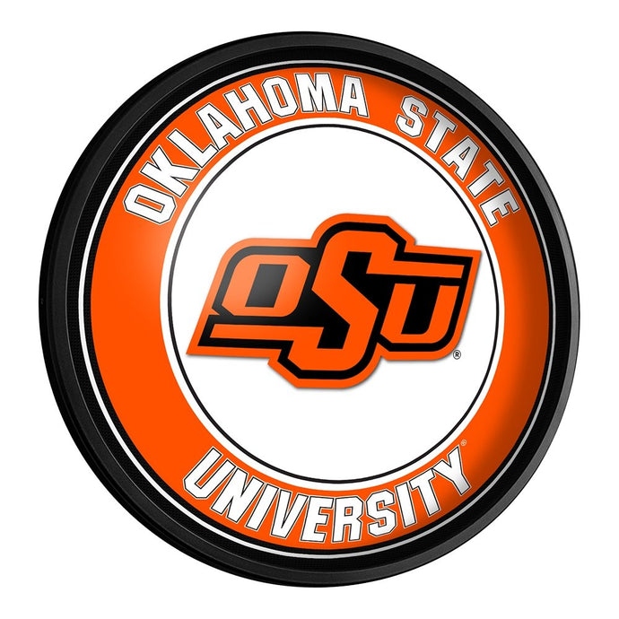 Oklahoma State Cowboys: Round Slimline Lighted Wall Sign - The Fan-Brand