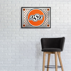 Oklahoma State Cowboys: Team Spirit - Framed Mirrored Wall Sign - The Fan-Brand