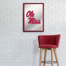 Load image into Gallery viewer, Ole Miss Rebels: Stacked Logo - Framed Mirrored Wall Sign - The Fan-Brand