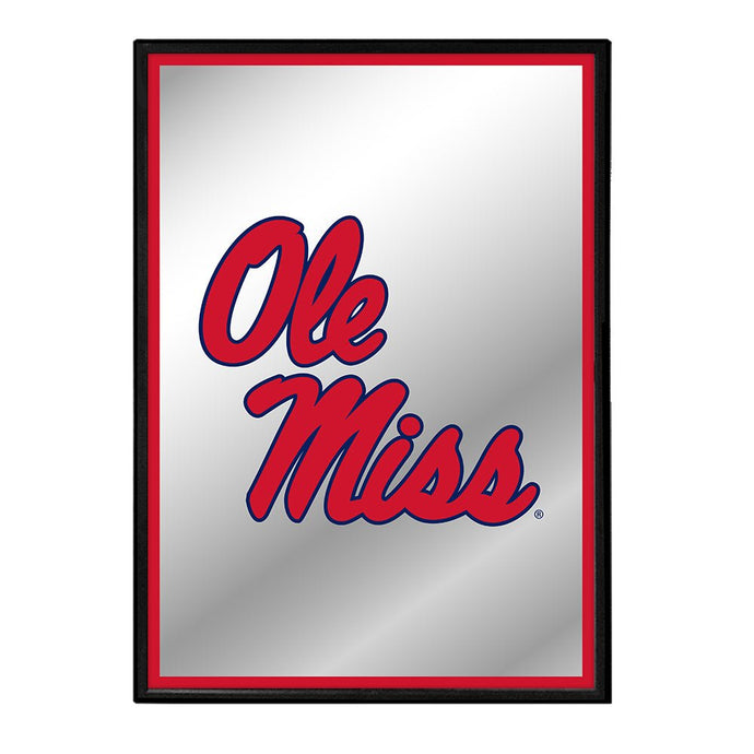 Ole Miss Rebels: Stacked Logo - Framed Mirrored Wall Sign - The Fan-Brand