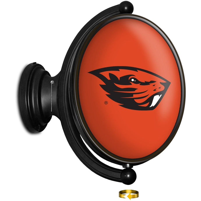 Oregon State Beavers: Original Oval Rotating Lighted Wall Sign - The Fan-Brand