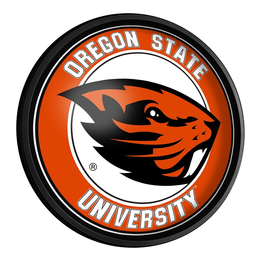 Oregon State Beavers: Round Slimline Lighted Wall Sign - The Fan-Brand