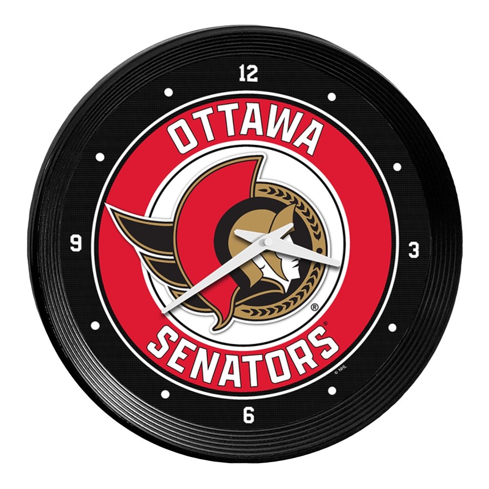 Ottawa Senators: Ribbed Frame Wall Clock - The Fan-Brand