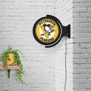 Pittsburgh Penguins: Original Round Rotating Lighted Wall Sign - The Fan-Brand