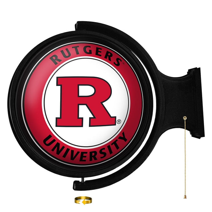 Rutgers Scarlet Knights: Original Round Rotating Lighted Wall Sign - The Fan-Brand