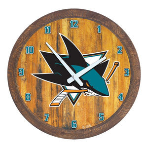San Jose Sharks: "Faux" Barrel Top Wall Clock - The Fan-Brand