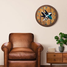 Load image into Gallery viewer, San Jose Sharks: &quot;Faux&quot; Barrel Top Wall Clock - The Fan-Brand