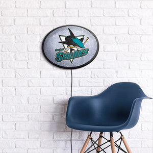 San Jose Sharks: Ice Rink - Oval Slimline Lighted Wall Sign - The Fan-Brand