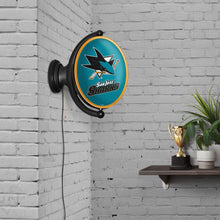 Load image into Gallery viewer, San Jose Sharks: Original Oval Rotating Lighted Wall Sign - The Fan-Brand