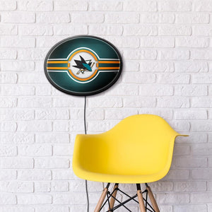 San Jose Sharks: Oval Slimline Lighted Wall Sign - The Fan-Brand