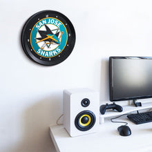 Load image into Gallery viewer, San Jose Sharks: Ribbed Frame Wall Clock - The Fan-Brand