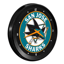 Load image into Gallery viewer, San Jose Sharks: Ribbed Frame Wall Clock - The Fan-Brand