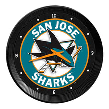 Load image into Gallery viewer, San Jose Sharks: Ribbed Frame Wall Clock - The Fan-Brand