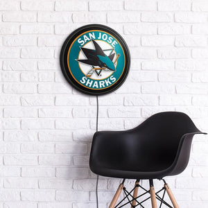 San Jose Sharks: Round Slimline Lighted Wall Sign - The Fan-Brand