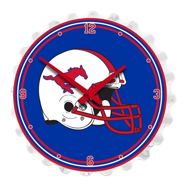 SMU Mustangs: Helmet - Bottle Cap Wall Clock - The Fan-Brand