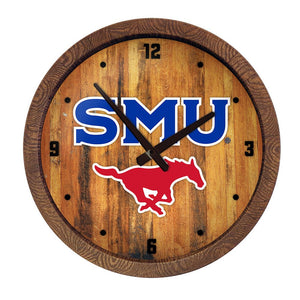 SMU Mustangs: SMU - "Faux" Barrel Top Wall Clock - The Fan-Brand