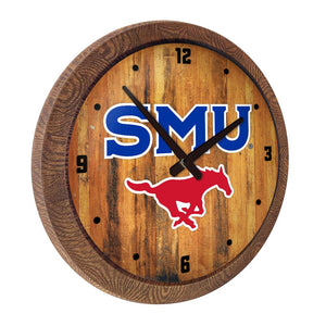 SMU Mustangs: SMU - "Faux" Barrel Top Wall Clock - The Fan-Brand