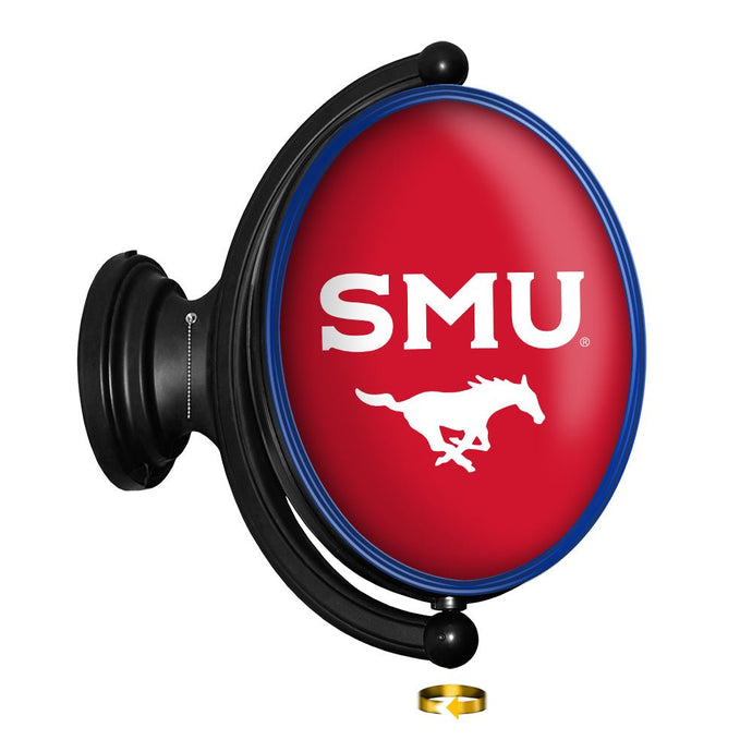 SMU Mustangs: SMU - Original Oval Rotating Lighted Wall Sign - The Fan-Brand