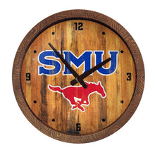 Load image into Gallery viewer, SMU Mustangs: SMU - Weathered &quot;Faux&quot; Barrel Top Wall Clock - The Fan-Brand