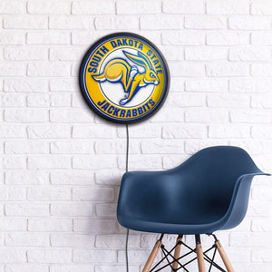 South Dakota State Jackrabbits: Mascot - Round Slimline Lighted Wall Sign - The Fan-Brand