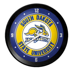 South Dakota State Jackrabbits: Ribbed Frame Wall Clock - The Fan-Brand